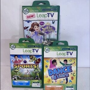 3 Leap Frog Leap TV Games Dance & Learn Sports Sofia The First Cases And Manuals